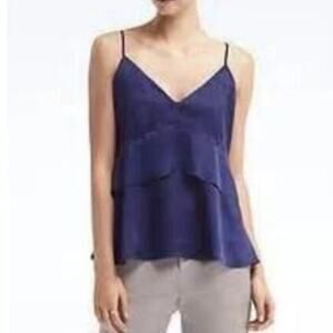 Banana Republic Peplum Layered Cami Solid Cobalt Blue Relaxed Fit Tiered Size 14